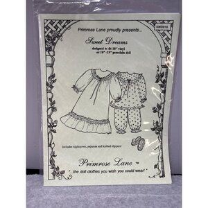 Primrose Lane Sweet Dreams Nightgown & Pajamas Pattern for 18" Dolls
